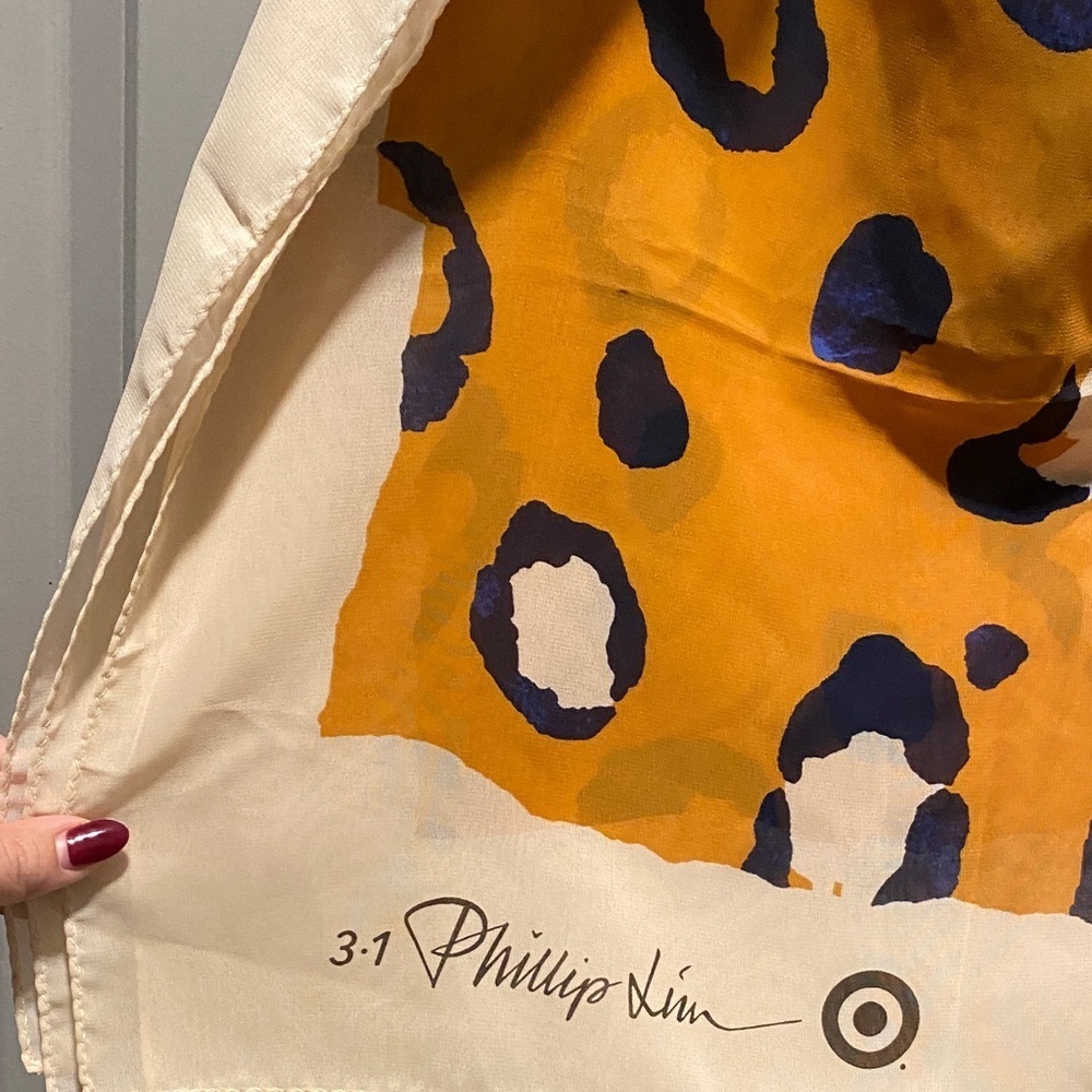 Phillip Lim Target Scarf Orange Animal Print Square Scarf Designer Collab - Picture 3 of 4